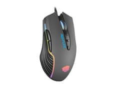 Fury Gaming Mouse Hustler, játék, 6400DPI, USB, optikai, vezetékes, RGB, 7 gomb, kábel hossza 1,6m, fekete