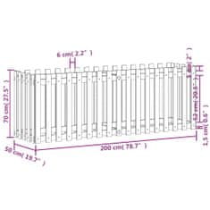Vidaxl tömör duglászfenyő kerti magaságyás kerítéssel 200x50x70 cm 832515