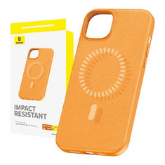 BASEUS iPhone 15 Plus mágneses tok Fauxther széria narancssárga (P60157305713-02) (P60157305713-02)