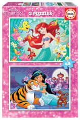 EDUCA Puzzle Disney hercegnők: Ariel és Jázmin 2x48 db