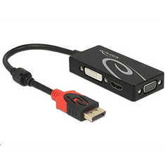DELOCK 62902 Adapter Displayport 1.2-dugós csatlakozó > VGA / HDMI / DVI-csatlakozóhüvely 4K passzív, fekete (DL62902)