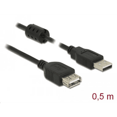 DELOCK USB 2.0-s bővítőkábel A-típusú csatlakozó > USB 2.0-s, A-típusú csatlakozó 0.5m (84882) (84882)