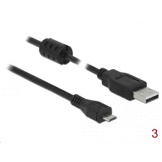DELOCK USB 2.0-s kábel A-típusú csatlakozó > USB 2.0 Micro-B csatlakozó 3,0 m fekete (84909) (84909)