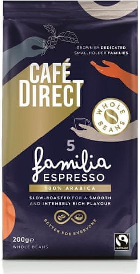 Cafédirect Familia Espresso SCA 82 kávébab, 200 g
