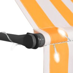 Vidaxl fehér-narancssárga kézzel kihúzható LED-es napellenző 300 cm 145859
