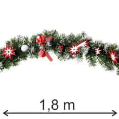 Aga Karácsonyi girland díszekkel 180 cm Piros-fehér