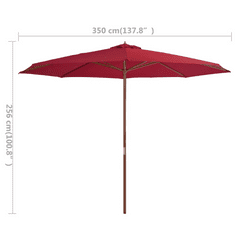 Vidaxl burgundi vörös kültéri napernyő farúddal 350 cm (44531)