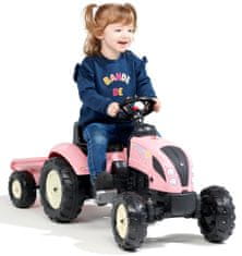 Country Star pedálos traktor utánfutóval, rózsaszín