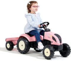 Falk Country Star pedálos traktor utánfutóval, rózsaszín