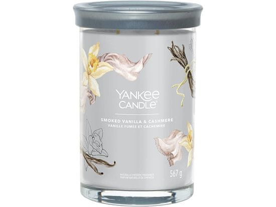 Yankee Candle Illatgyertya Signature Tumbler üvegben nagy füstölt vanília & kasmír 567g