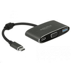 DELOCK 62992 Adapter USB Type-C apa > VGA anya (DP Alt mód) + USB A-típusú + USB Type-C PD (DL62992)
