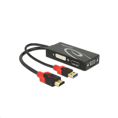 DELOCK 62959 Adapter HDMI-dugós csatlakozó > DVI / VGA / Displayport-csatlakozóhüvely 4K, fekete (DL62959)