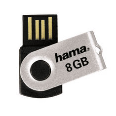 Hama 8GB Rotate USB flash meghajtó USB A típus 2.0 Fekete, Ezüst (94142)