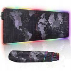 MG World Map RGB gamer egérpad 80 x 30 cm, fekete