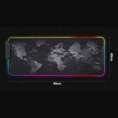 MG World Map RGB gamer egérpad 80 x 30 cm, fekete