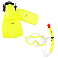 Spokey BOJKO Junior snorkeling szett: maszk, snorkel és uszony, 3,5 mm-es méret, 4,5 mm-es méret. S (28/31)