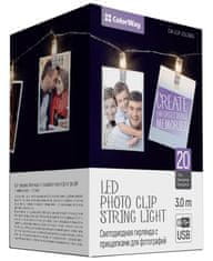 ColorWay LED fotóoszlopok / 20 LED / 3 m hosszú / meleg fehér / USB tápellátás