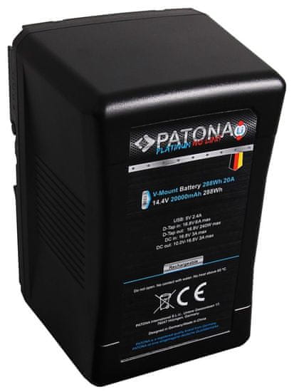 PATONA V-mount akkumulátor a Sony BP-290W 20000mAh Li-Ion 288Wh 14.4V 20A Platina számára