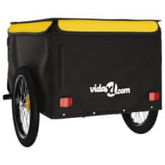 Vidaxl fekete-sárga vas kerékpár-utánfutó 45 kg 94092