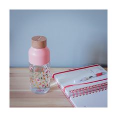 QUOKKA Ice, műanyag palack rózsaszín virágok, 570ml, 06997