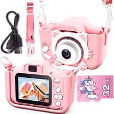 MG X5 Cat gyermek fényképezőgép + 32GB karta, rózsaszín
