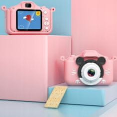 MG C14 Mouse gyermek fényképezőgép + 32GB kártya, rózsaszín