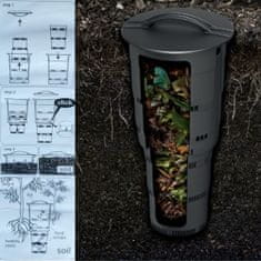 botle Komposztáló földalatti kert 11 L antracit műanyag H 53 cm moduláris komposztáló szerves hulladékgyűjtő