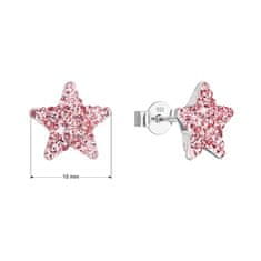 Evolution Group Ezüst fülbevaló Csillag kristályokkal Preciosa 31312.3 light rose