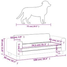 Vidaxl szürke műbőr kutyaágy hosszabbítóval 100 x 50 x 30 cm 172029