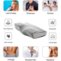 Netscroll Ergonómikus anatómiai memóriahab párna, 20%-kal több habbal, 50*30 cm, levehető hipoallergén mosható huzat, kiváló nyak-, váll- és hátatámasztás, mély és pihentető alvás, MemoryPillow