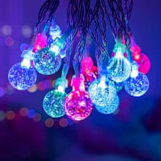 BigBuy Színes karácsonyi fényfüzér üveggolyókkal beltérre - 30 LED, 3 méter (BBV)