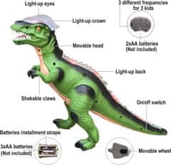 BigBuy Dilophosaurus távirányítós játék dínó világító dupla taréjjal - 40 cm (BBMJ)