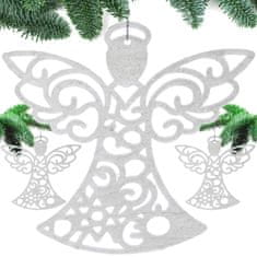 BigBuy Angyalka alakú, fehér, csillámos karácsonyi fenyődísz - 3 db-os csomag (BB-17240)