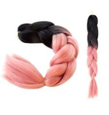 BigBuy Hőálló, formázható szintetikus hajfonat, farsangra, partikra, leánybúcsúra - 60 cm, fekete - rózsaszín ombre (BB-10343)