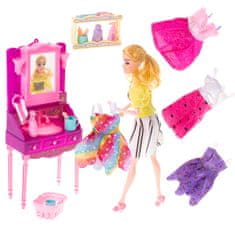 BigBuy GirlWorld menő divatbaba tükrös fésülködőasztallal, ruhákkal és kiegészítőkkel (BBI-5151)