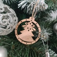 BigBuy Fából készült karácsonyi fenyődísz - 10 db-os csomag, barna szín (BB-11416)
