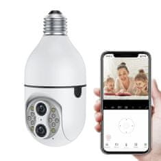 BigBuy Telefonról vezérelhető, villanykörtének álcázott térfigyelő kamera két lencsével és E27 foglalattal (BBD) (BBV)