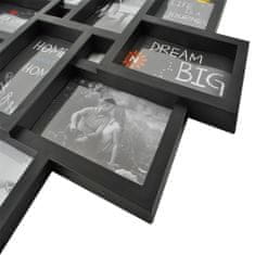 BigBuy Dekoratív, falra rögzíthető 3D képkeret kollázs - 10 db fényképhez - 54 x 49 x 2 cm, fekete (BB-6297)