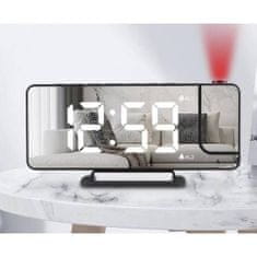 BigBuy 4 az 1-ben digitális asztali LED óra - vetítő, tükör, ébresztőóra - 5 fényerőséggel (BB-19576)