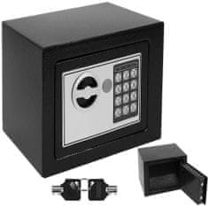 BigBuy Falra szerelhető biztonsági digitális széf elektronikus zárral - 2 darab kulccsal, 23 x 17,5 x 17 cm, fekete (BB-8799)