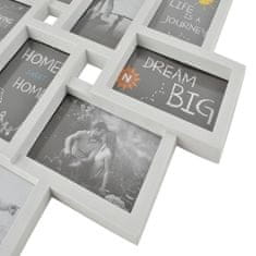 BigBuy Dekoratív, falra rögzíthető 3D képkeret kollázs - 10 db fényképhez - 54 x 49 x 2 cm, fehér (BB-6298)
