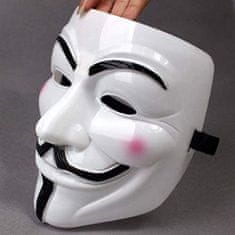 BigBuy Guy Fawkes maszk - Anonymus maszk - V mint Vérbosszú maszk univerzáis méretben - fehér (BBL)
