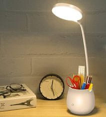 BigBuy SS-530 3in1 asztali LED lámpa, tolltartó és hangszóró - USB-ről tölthető multifunkciós, hajlítható lámpa tanuláshoz, munkához (BBV)