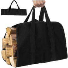 BigBuy Praktikus tüzifa hordó táska - fa cipelő táska fekete oxford anyagból, erős fülekkel (BB-8791)
