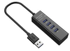 BigBuy USB elosztó 25 cm-es kábellel és 4 bemenettel - USB HUB Hot Swap funkcióval és túltöltés elleni védelemmel - 5V (BB-19157)