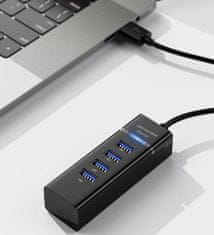 BigBuy USB elosztó 25 cm-es kábellel és 4 bemenettel - USB HUB Hot Swap funkcióval és túltöltés elleni védelemmel - 5V (BB-19157)