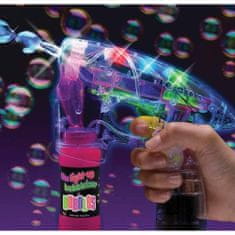 BigBuy Buborékfújó pisztoly átlátszó műanyagból LED világítással - gyerekeknek, fotózáshoz, esküvőre (BB-8676)