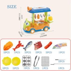 BigBuy 2in1 kinyitható játék minibusz és büfékocsi gyerekenek élethű fény- és hanghatásokkal és rengeteg kiegészítővel - 23 részes (BBJ)