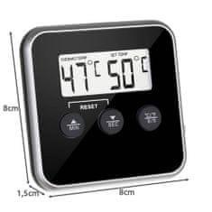 BigBuy Mágneses digitális hőmérő, LCD kijelzővel és időzítővel - húsok, folyadékok hőmérsékletének mérésére (BB-19155)