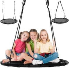 BigBuy 100 cm átmérőjű, időjárásálló fészekhinta gyerekeknek, állítható magassággal - 100 kg-ig terhelhető, fekete (BB-12029)